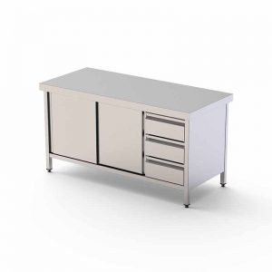 Mesa de trabalho - Portas e gavetas